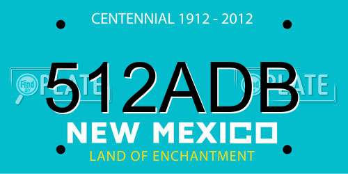 512ADB New Mexico License Plate