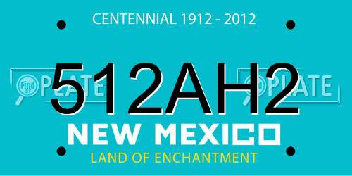 512AH2 New Mexico License Plate