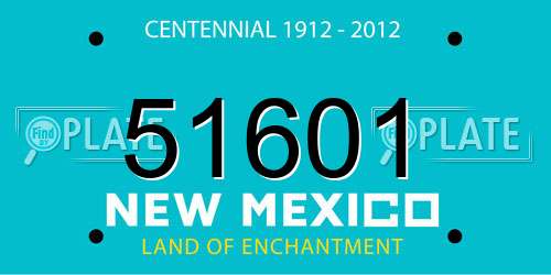 51601 New Mexico License Plate