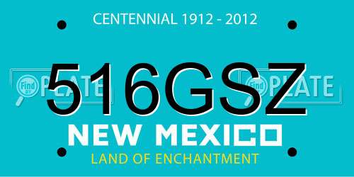 516GSZ New Mexico License Plate