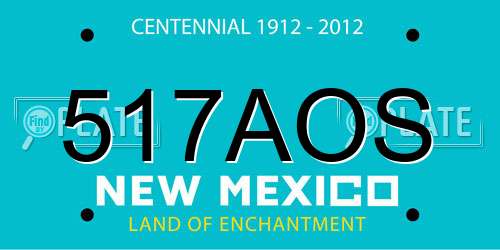 517AOS New Mexico License Plate