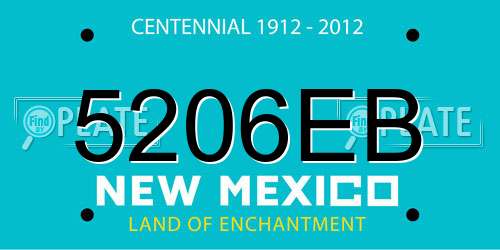 5206EB New Mexico License Plate