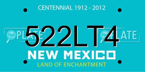 522LT4 New Mexico License Plate