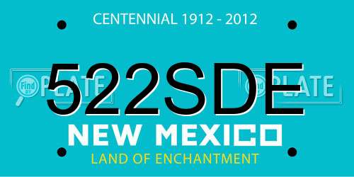 522SDE New Mexico License Plate