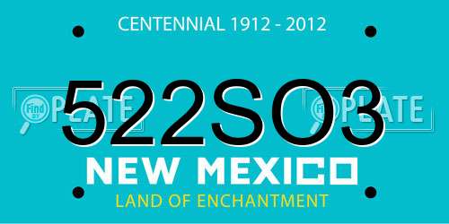 522SO3 New Mexico License Plate