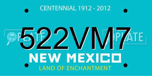 522VM7 New Mexico License Plate