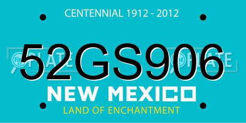 52GS906 New Mexico License Plate