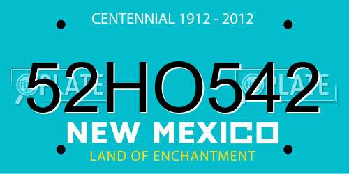 52HO542 New Mexico License Plate