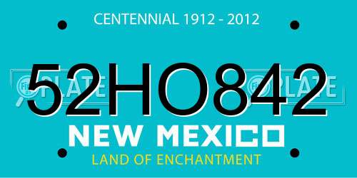 52HO842 New Mexico License Plate