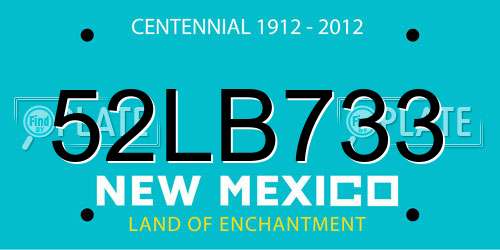 52LB733 New Mexico License Plate