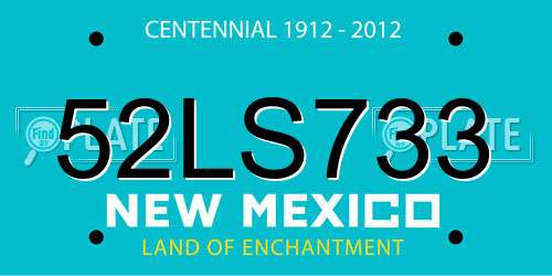 52LS733 New Mexico License Plate