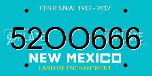 52OO666 New Mexico License Plate