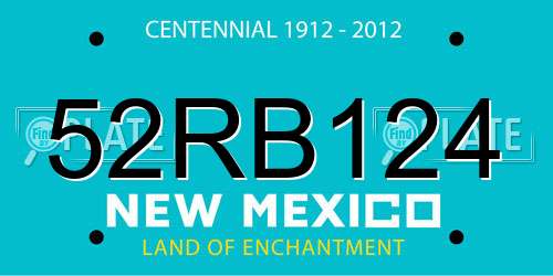 52RB124 New Mexico License Plate