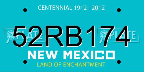 52RB174 New Mexico License Plate