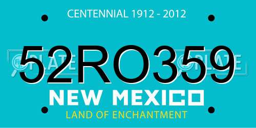 52RO359 New Mexico License Plate