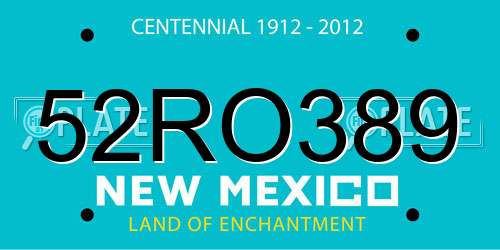 52RO389 New Mexico License Plate