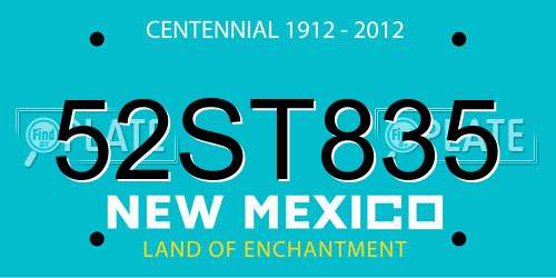 52ST835 New Mexico License Plate