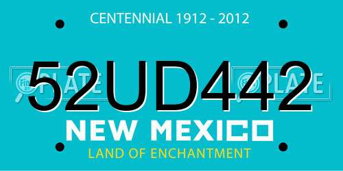52UD442 New Mexico License Plate