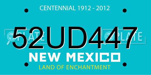 52UD447 New Mexico License Plate