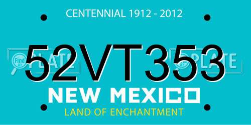 52VT353 New Mexico License Plate