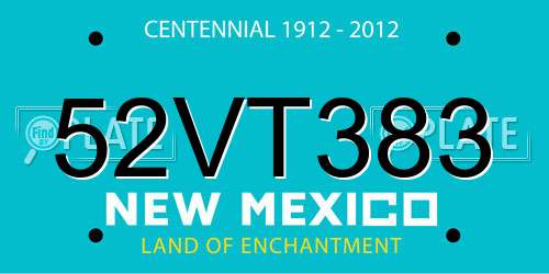 52VT383 New Mexico License Plate