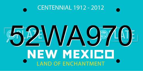 52WA970 New Mexico License Plate