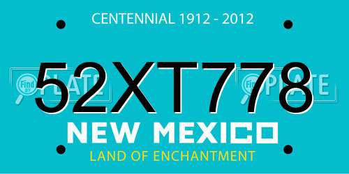 52XT778 New Mexico License Plate