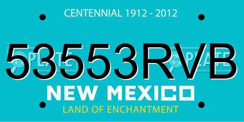 53553RVB New Mexico License Plate