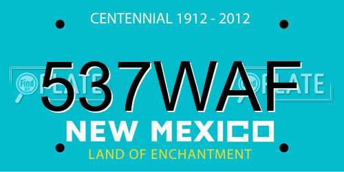 537WAF New Mexico License Plate