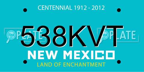 538KVT New Mexico License Plate