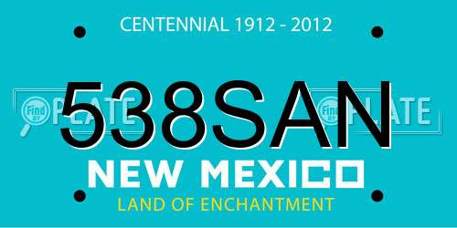 538SAN New Mexico License Plate