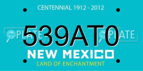 539AT0 New Mexico License Plate