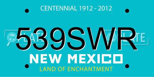 539SWR New Mexico License Plate