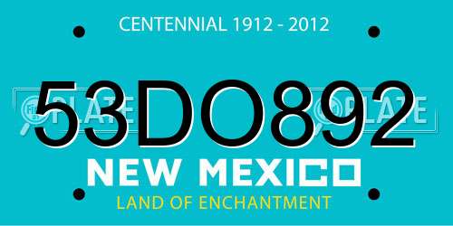 53DO892 New Mexico License Plate