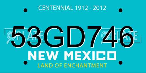 53GD746 New Mexico License Plate