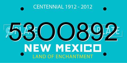53OO892 New Mexico License Plate