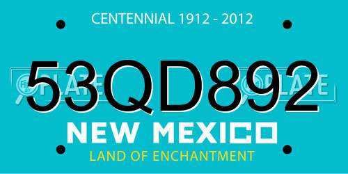 53QD892 New Mexico License Plate