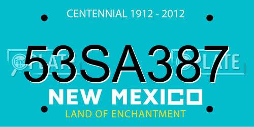 53SA387 New Mexico License Plate