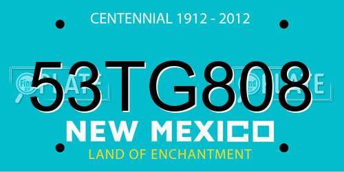 53TG808 New Mexico License Plate