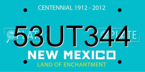 53UT344 New Mexico License Plate