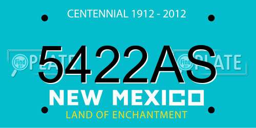 5422AS New Mexico License Plate