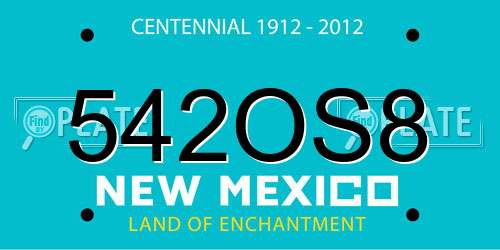 542OS8 New Mexico License Plate