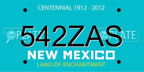 542ZAS New Mexico License Plate