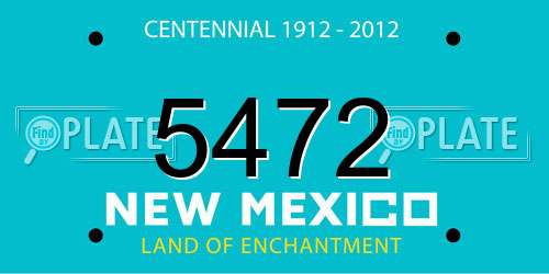 5472 New Mexico License Plate