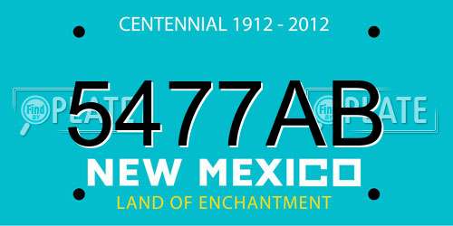 5477AB New Mexico License Plate