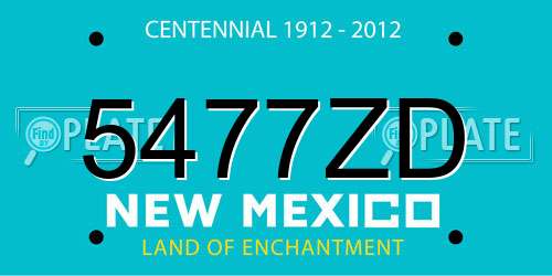 5477ZD New Mexico License Plate
