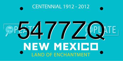 5477ZQ New Mexico License Plate