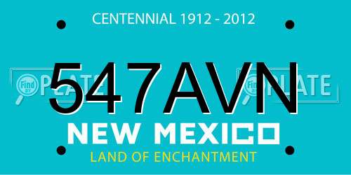 547AVN New Mexico License Plate