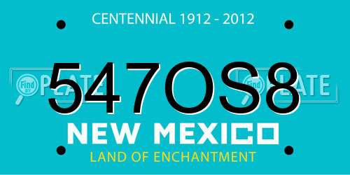 547OS8 New Mexico License Plate