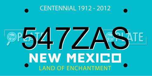 547ZAS New Mexico License Plate